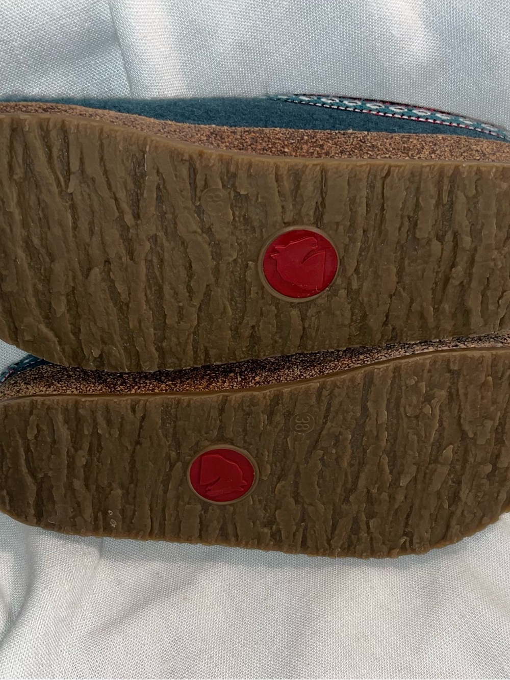 Haflinger GZ classic green w/ decorative trim wool slip on clogs Sz.38/7-7.5 - Picture 3 of 9